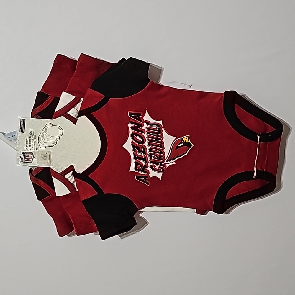 3-6m NFL AZ Cardinals 3 Piece Onesie Set